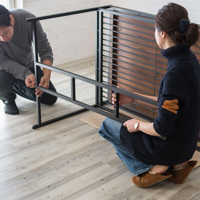 ダイニングテーブル 木製 無垢材 アイアン 棚付き 四人掛け ブラウン タバス TABASシリーズ 63701 | ELEMENTS（インテリア） | 12