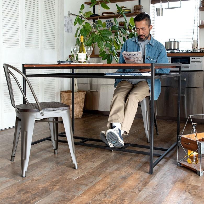 ダイニングテーブル 木製 無垢材 アイアン 棚付き 四人掛け ブラウン タバス TABASシリーズ 63701 | ELEMENTS（インテリア） | 03