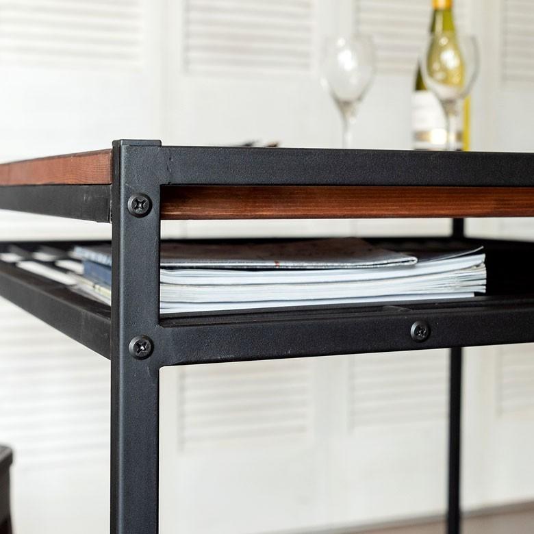 ダイニングテーブル 木製 無垢材 アイアン 棚付き 四人掛け ブラウン タバス TABASシリーズ 63701 | ELEMENTS（インテリア） | 05