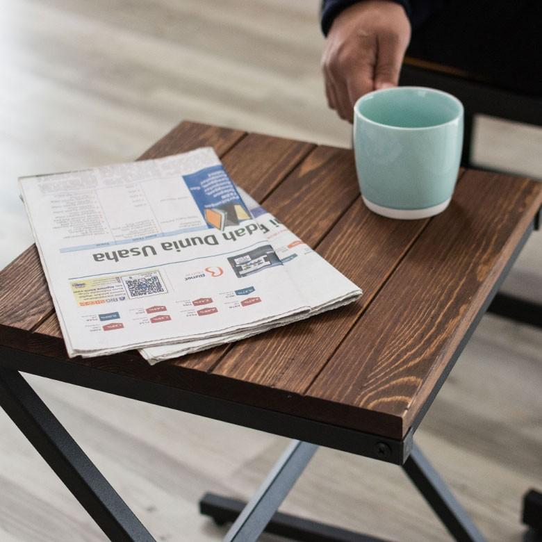 サイドテーブル ベッドサイドテーブル 天然木製 無垢材 アイアンフレーム ソファテーブル ブラウン おしゃれ 63702 | ELEMENTS（インテリア） | 11