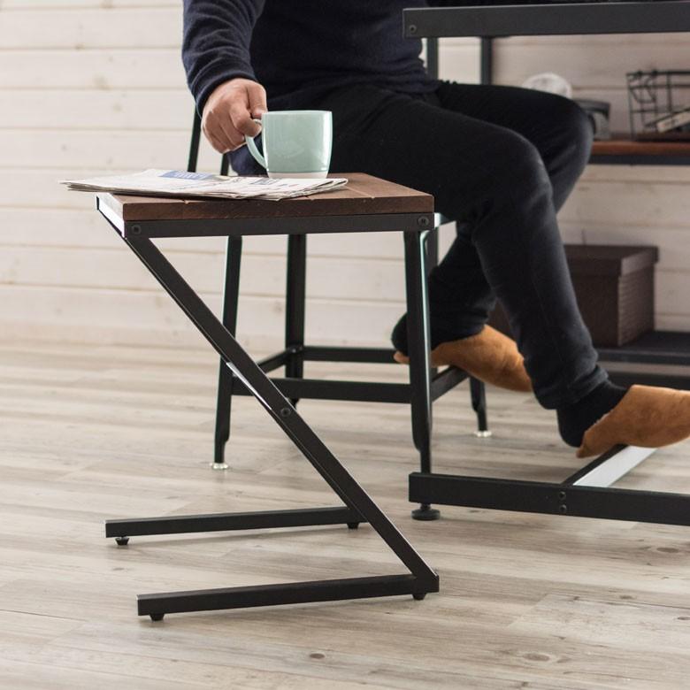 サイドテーブル ベッドサイドテーブル 天然木製 無垢材 アイアンフレーム ソファテーブル ブラウン おしゃれ 63702 | ELEMENTS（インテリア） | 12