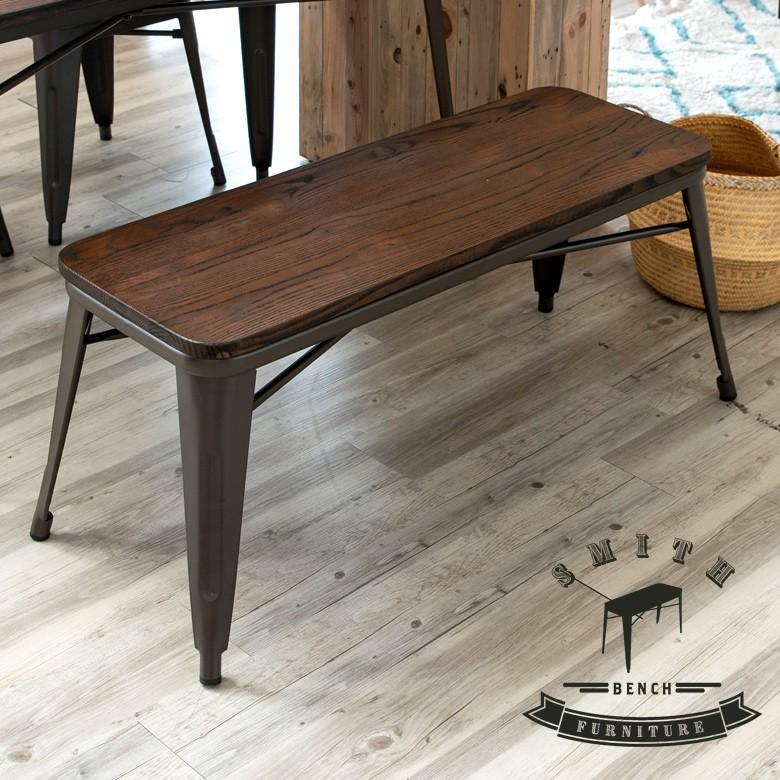 ベンチチェア 木製 ダイニングチェア 長椅子 長椅子 長イス 長いす  ベンチソファー ブラウン 男前 スミスシリーズ おしゃれ 63705 | ブランド登録なし