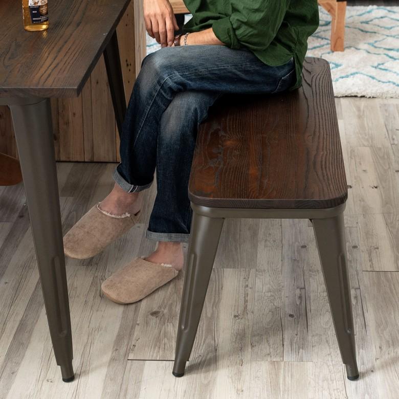 ベンチチェア 木製 ダイニングチェア 長椅子 長椅子 長イス 長いす  ベンチソファー ブラウン 男前 スミスシリーズ おしゃれ 63705 | ブランド登録なし | 01