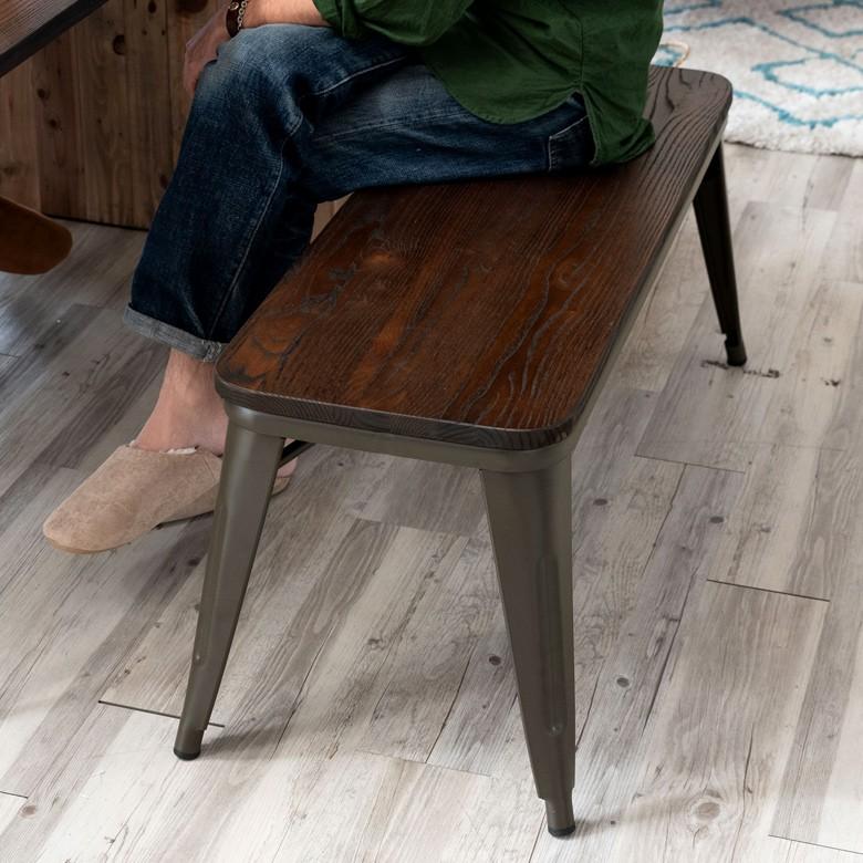 ベンチチェア 木製 ダイニングチェア 長椅子 長椅子 長イス 長いす  ベンチソファー ブラウン 男前 スミスシリーズ おしゃれ 63705 | ブランド登録なし | 10