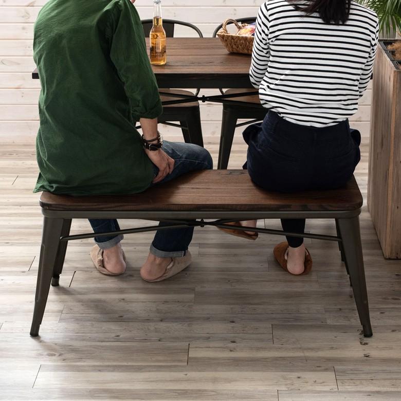 ベンチチェア 木製 ダイニングチェア 長椅子 長椅子 長イス 長いす  ベンチソファー ブラウン 男前 スミスシリーズ おしゃれ 63705 | ブランド登録なし | 05