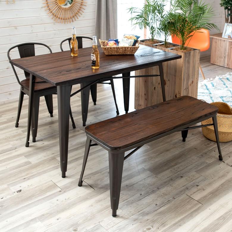 ベンチチェア 木製 ダイニングチェア 長椅子 長椅子 長イス 長いす  ベンチソファー ブラウン 男前 スミスシリーズ おしゃれ 63705 | ブランド登録なし | 06