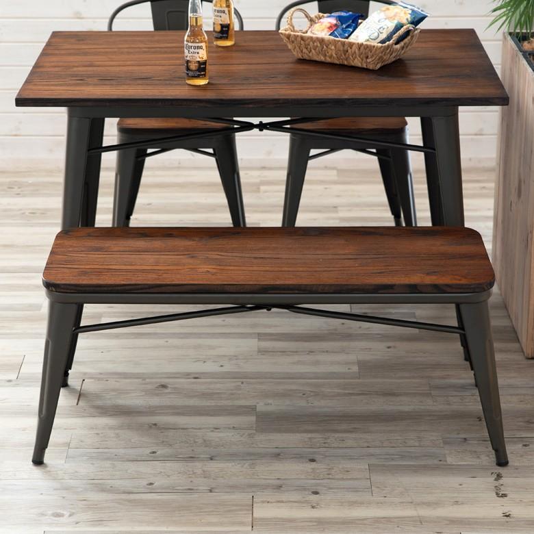 ベンチチェア 木製 ダイニングチェア 長椅子 長椅子 長イス 長いす  ベンチソファー ブラウン 男前 スミスシリーズ おしゃれ 63705 | ブランド登録なし | 09