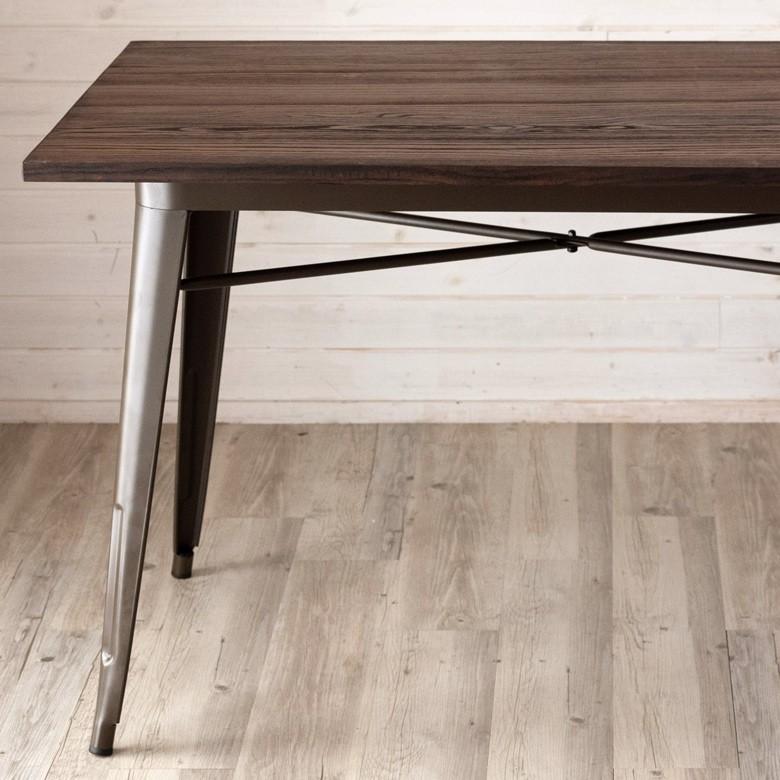 ダイニングテーブル 4人掛け テーブル スチール製 長方形 幅125cm 75cm 高さ75cm 長方形 ダイニング メタル 食卓テーブル 天然木 カフェ ヴィンテージ 63706 | ELEMENTS（インテリア） | 06