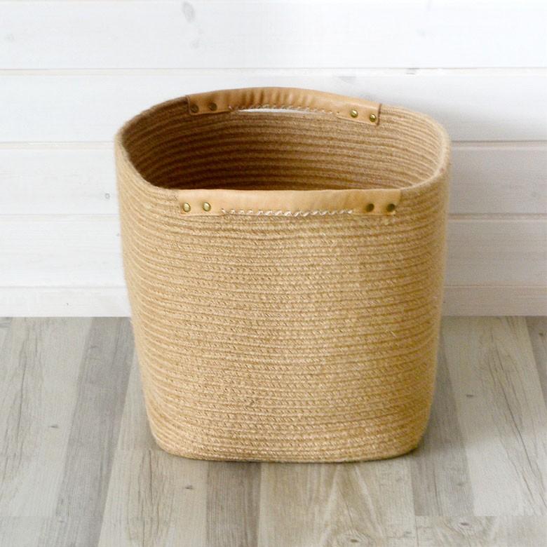バスケット かご 収納 取っ手付き 麻 おしゃれ 籠 ナチュラル 編み ハンドメイド 小物入れ カゴ ジュード 西海岸 塩系 Lサイズ ハンドル ロープ 64011 | ブランド登録なし | 02
