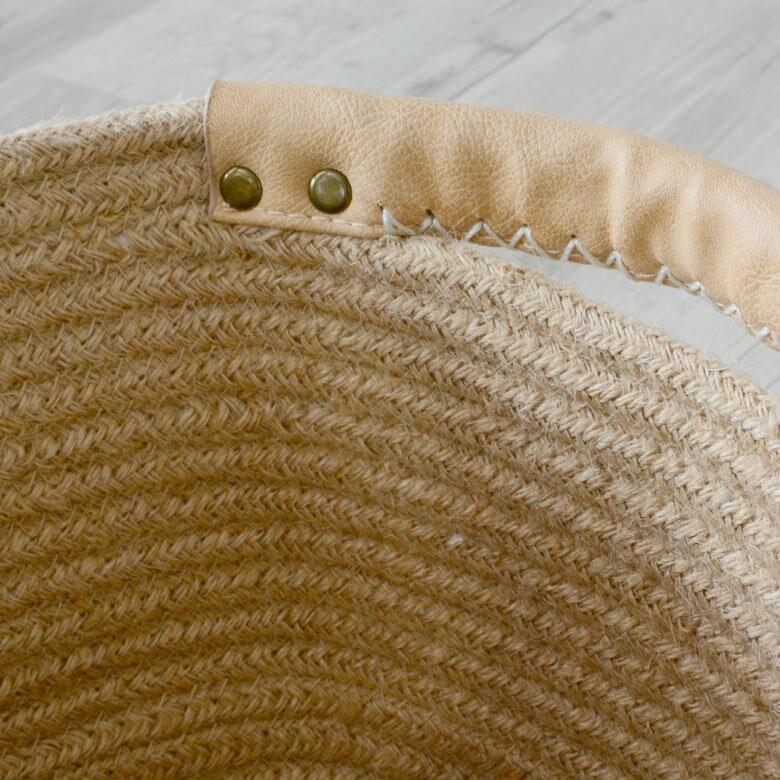 バスケット かご 収納 取っ手付き 麻 おしゃれ 籠 ナチュラル 編み ハンドメイド 小物入れ カゴ ジュード 西海岸 塩系 Lサイズ ハンドル ロープ 64011 | ブランド登録なし | 03