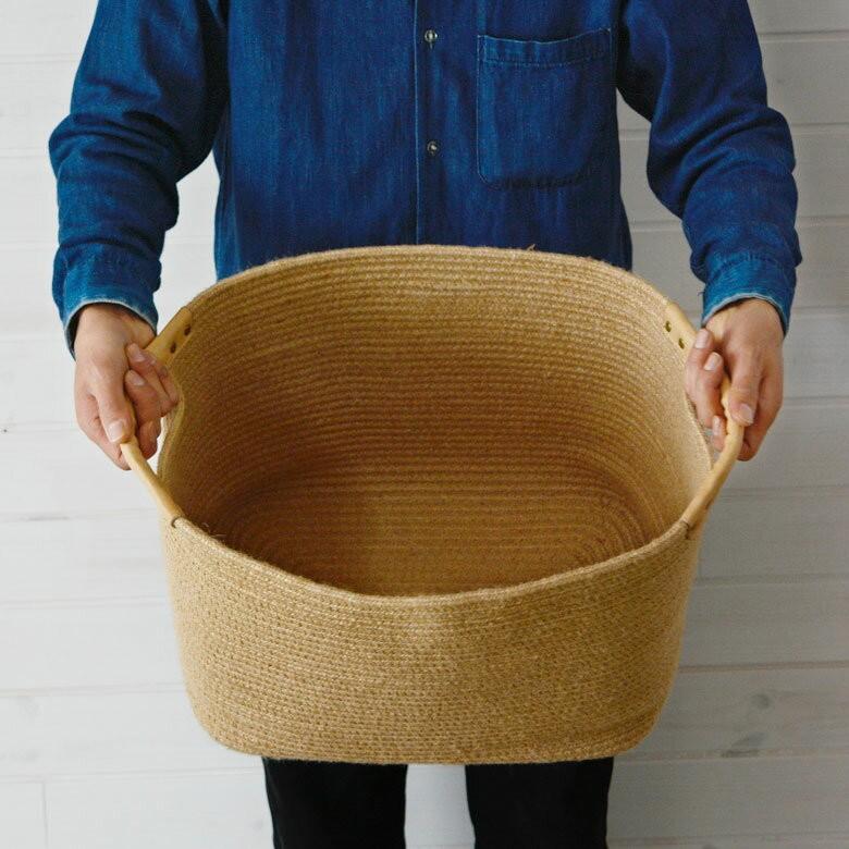 バスケット かご 収納 取っ手付き 麻 おしゃれ 籠 ナチュラル 編み ハンドメイド 小物入れ カゴ ジュード 西海岸 塩系 Lサイズ ハンドル ロープ 64011 | ブランド登録なし | 04