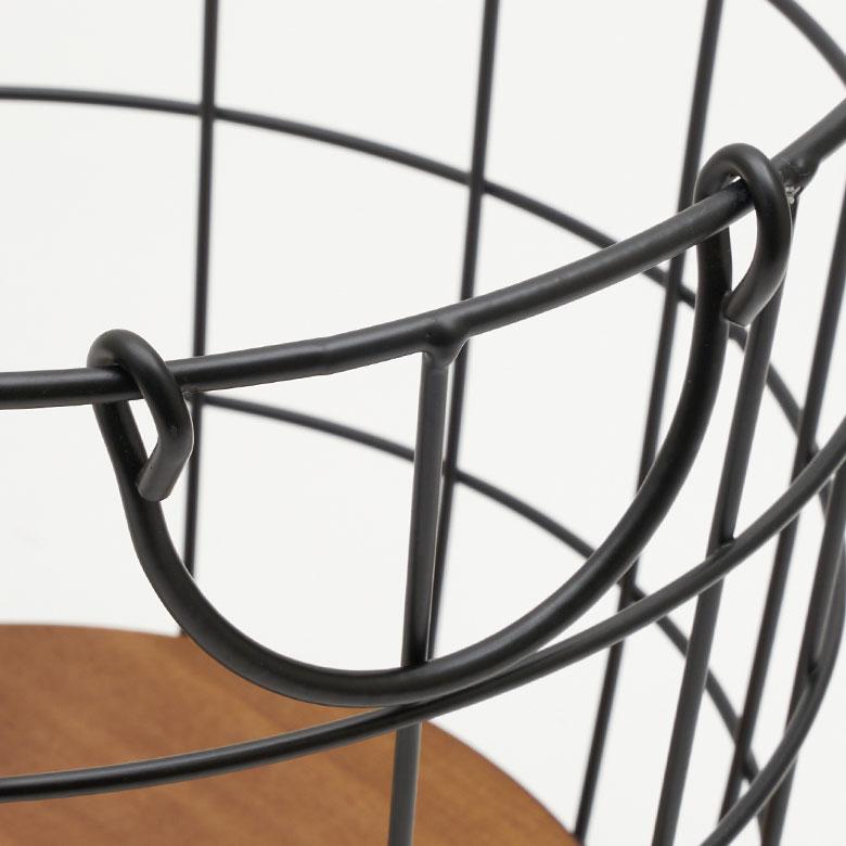 ワイヤーバスケット かご 収納 ラウンド 丸型 円形 収納バスケット ワイヤーフレーム おしゃれ 木製 桐 西海岸 男前 塩系 買い物かご 64110 | ELEMENTS（インテリア） | 16