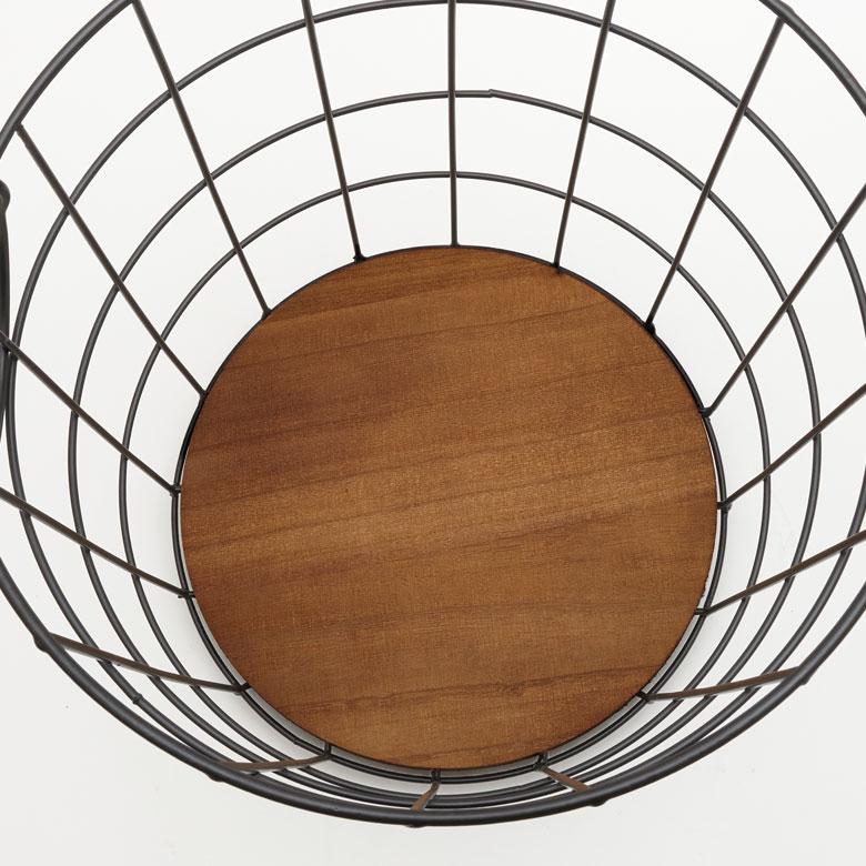 ワイヤーバスケット かご 収納 ラウンド 丸型 円形 収納バスケット ワイヤーフレーム おしゃれ 木製 桐 西海岸 男前 塩系 買い物かご 64110 | ELEMENTS（インテリア） | 17