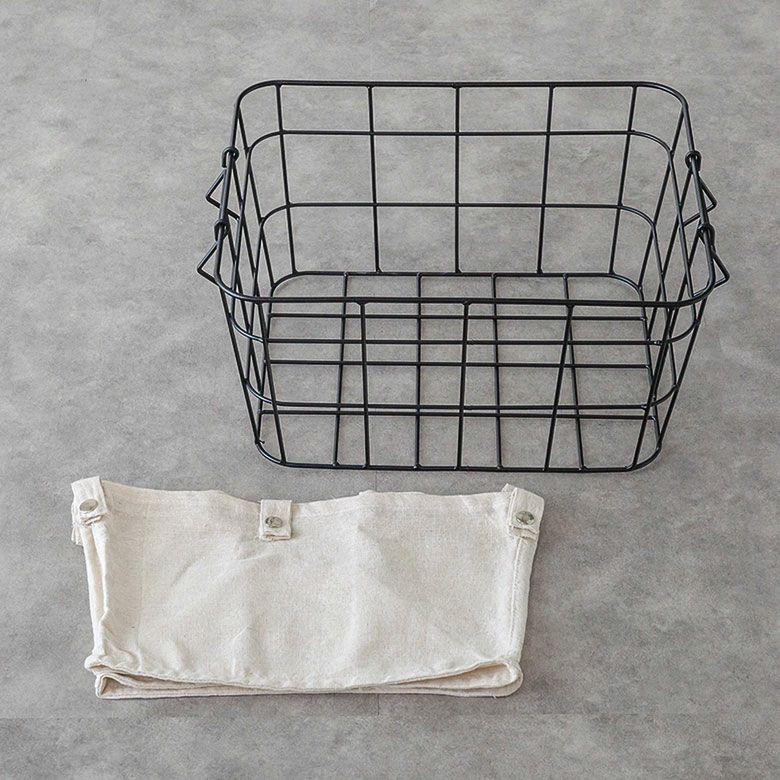 ワイヤー バスケット 持ち手 ランドリー Sサイズ 脱衣 収納 ボックス 1段 スチール かご 洗濯物 小物 入れ 内布 取り外し可  おしゃれ 北欧 西海岸風  64122 | ELEMENTS（インテリア） | 13