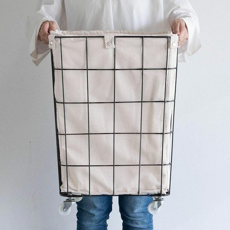 ランドリーバスケット キャスター ワイヤーバスケット おしゃれ 大容量 かご バスケット 収納 スチール 内布 洗濯物入れ 北欧 リゾート インテリア 西海岸 64120 | ELEMENTS（インテリア） | 10