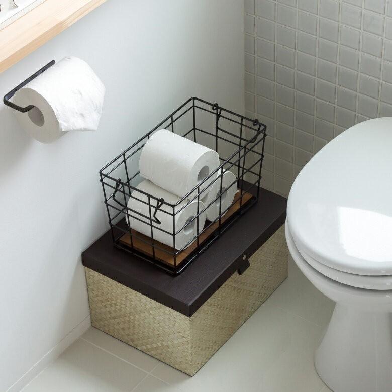 ワイヤーバスケット かご 収納 ワイヤーフレーム おしゃれ 木製 スクエア 収納バスケット 買い物かご 桐 西海岸 男前 塩系 64130 | ELEMENTS（インテリア） | 02