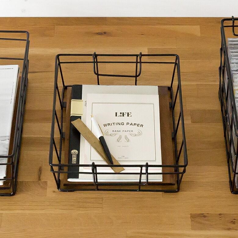 ワイヤーバスケット かご 収納 木製 ワイヤーフレーム おしゃれ スクエア 収納バスケット 買い物かご 桐 西海岸 男前 塩系 64150 | ELEMENTS（インテリア） | 07