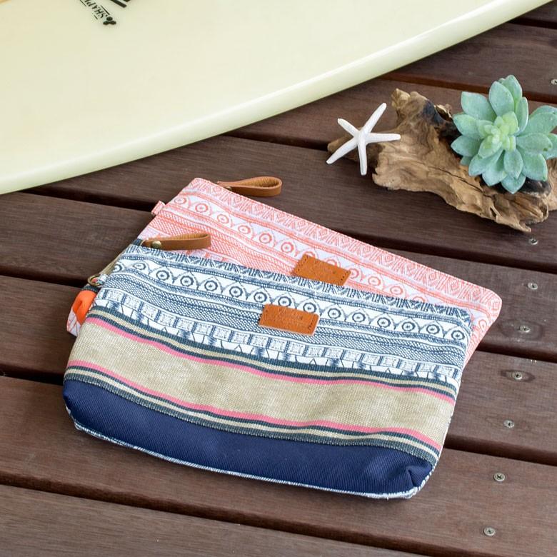 ポーチ レディース メンズ 小物入れ コスメ クラッチポーチ クラッチバッグ ボーダーライン キャンバス エスニック かわいい 旅行用 アウトドア カジュアル 6460 | ブランド登録なし