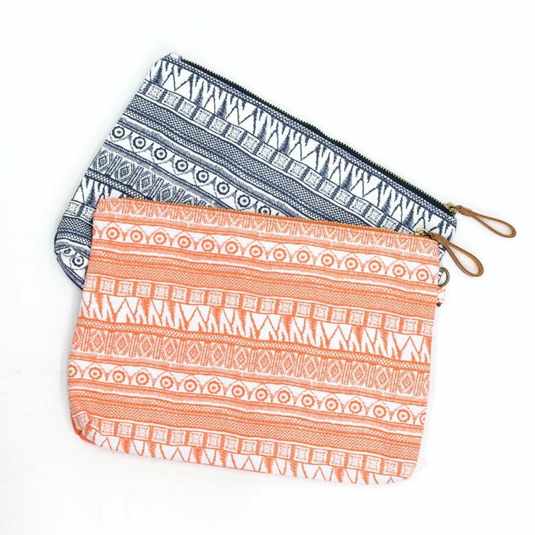 ポーチ レディース メンズ 小物入れ コスメ クラッチポーチ クラッチバッグ ボーダーライン キャンバス エスニック かわいい 旅行用 アウトドア カジュアル 6460 | ブランド登録なし | 03