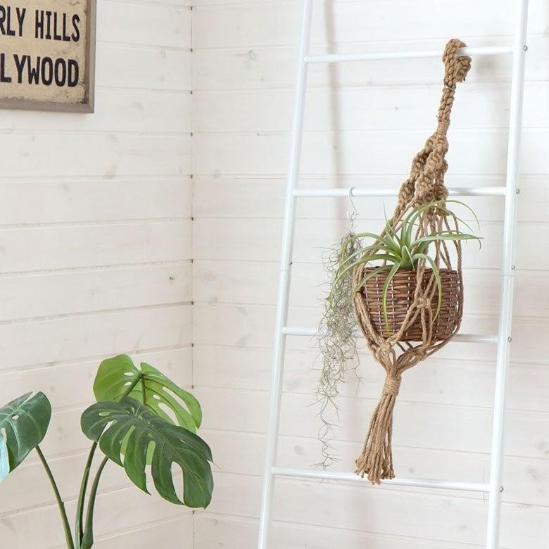 プランターハンガー バスケット付き マクラメハンギング マクラメグリーン 観葉植物 プラントハンガー 鉢 吊るす プラントホルダー 飾る 64700 | ブランド登録なし