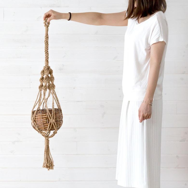 プランターハンガー バスケット付き マクラメハンギング マクラメグリーン 観葉植物 プラントハンガー 鉢 吊るす プラントホルダー 飾る 64700 | ブランド登録なし | 05