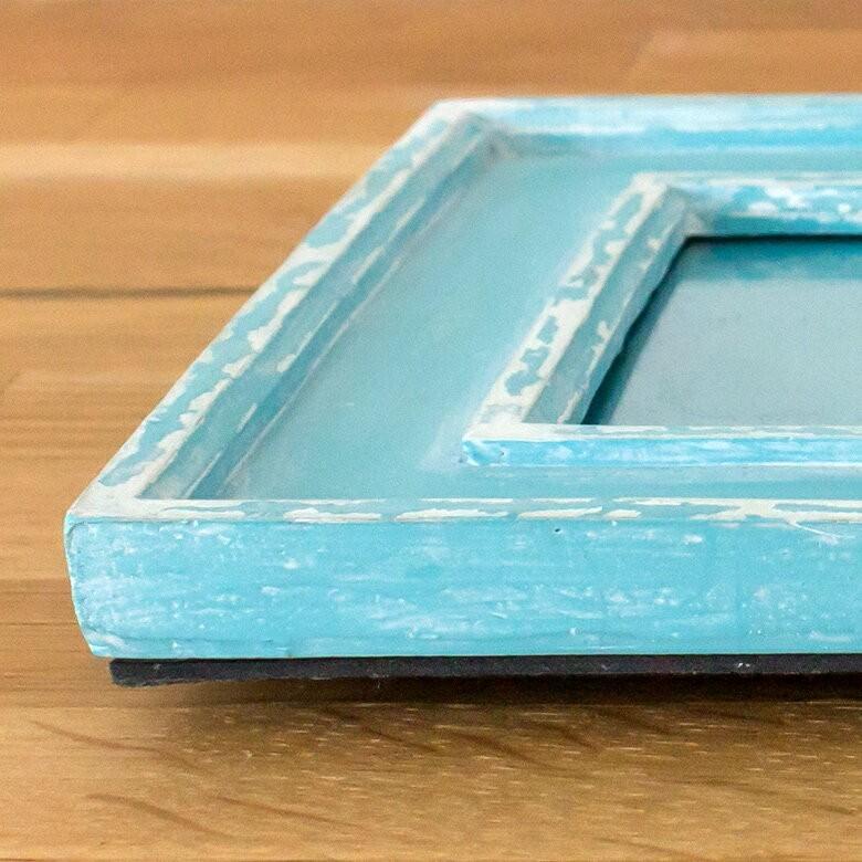 フォトフレーム 写真立て 壁掛け 縦置き 横置き アンティーク加工 ビーチ ブルー 西海岸 マリン 水色 男前 64840 | ブランド登録なし | 11