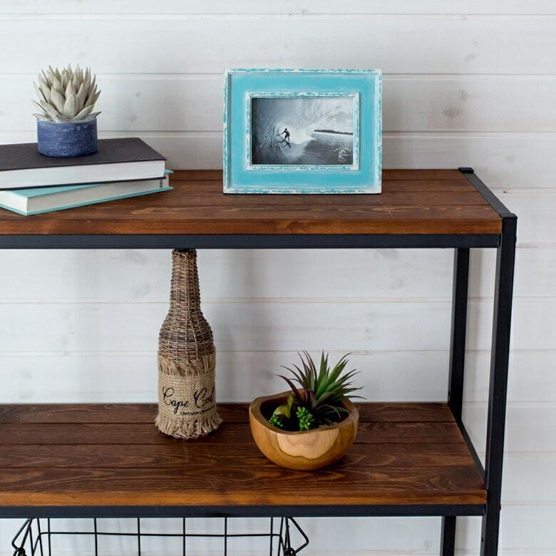 フォトフレーム 写真立て 壁掛け 縦置き 横置き アンティーク加工 ビーチ ブルー 西海岸 マリン 水色 男前 64840 | ブランド登録なし | 09