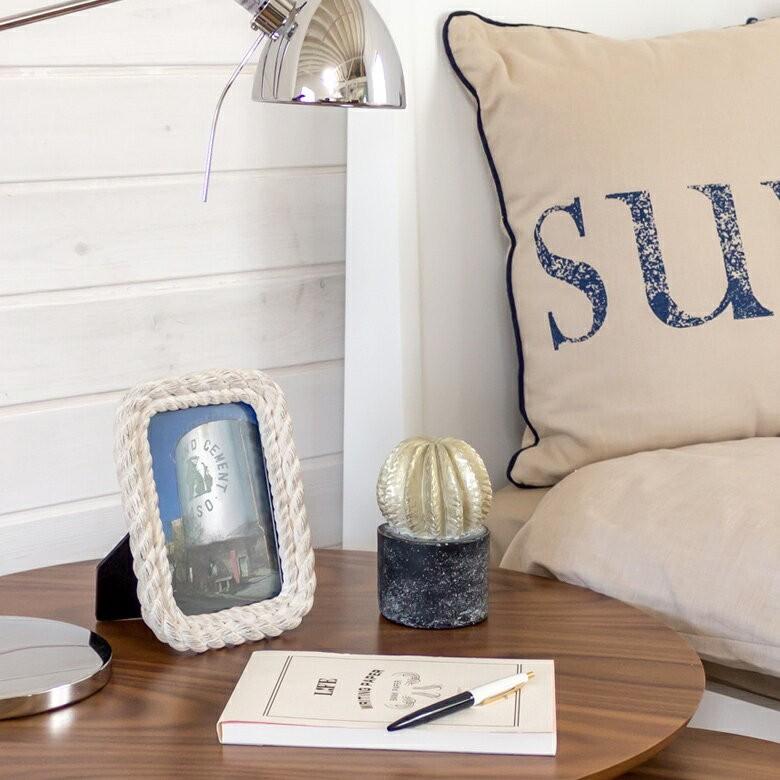 写真立て フォトフレーム ロープ模様 壁掛け 縦置き 横置き スクエア型 アンティーク加工 白 西海岸 男前 64850 | ブランド登録なし | 02