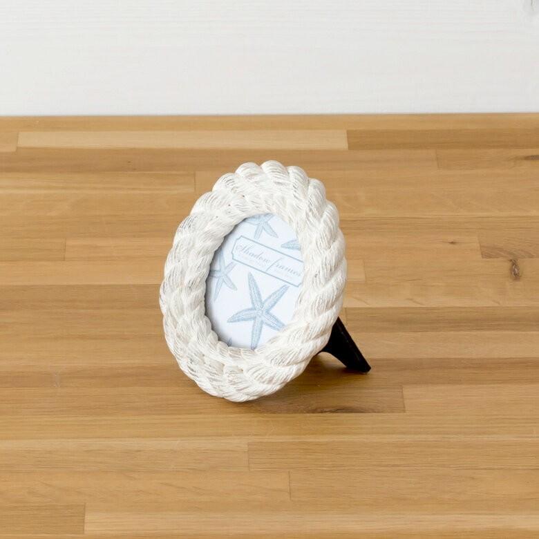 写真立て フォトフレーム ロープ模様 壁掛け 丸型 アンティーク加工 アイボリー 白 西海岸 マリン 男前 64860 | ブランド登録なし | 04