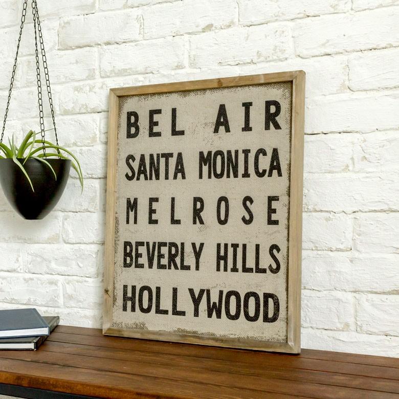 ジュートキャンバス ウォールアート サインボード 麻布 木