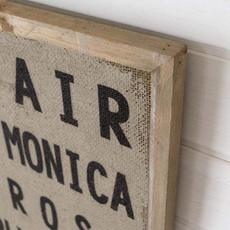 ジュートキャンバス ウォールアート サインボード 麻布 木