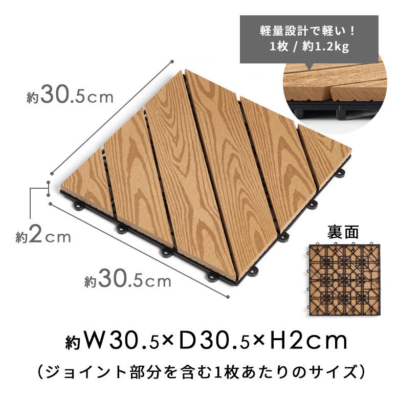 ウッド パネル デッキ タイル 人工木 diy デザインタイプ 木目柄 20枚セット ジョイント 庭 ベランダ テラス バルコニー ガーデン 樹脂 6510 | ブランド登録なし | 18