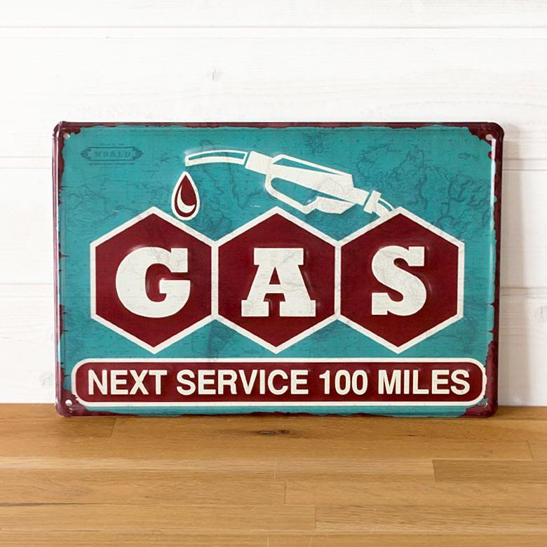 サインボード サインプレート 看板 ヴィンテージ風 GAS TIN TINプレート 壁掛け 西海岸 ブルックリン 男前 ウィールデコレーション 65220 | ELEMENTS（インテリア）