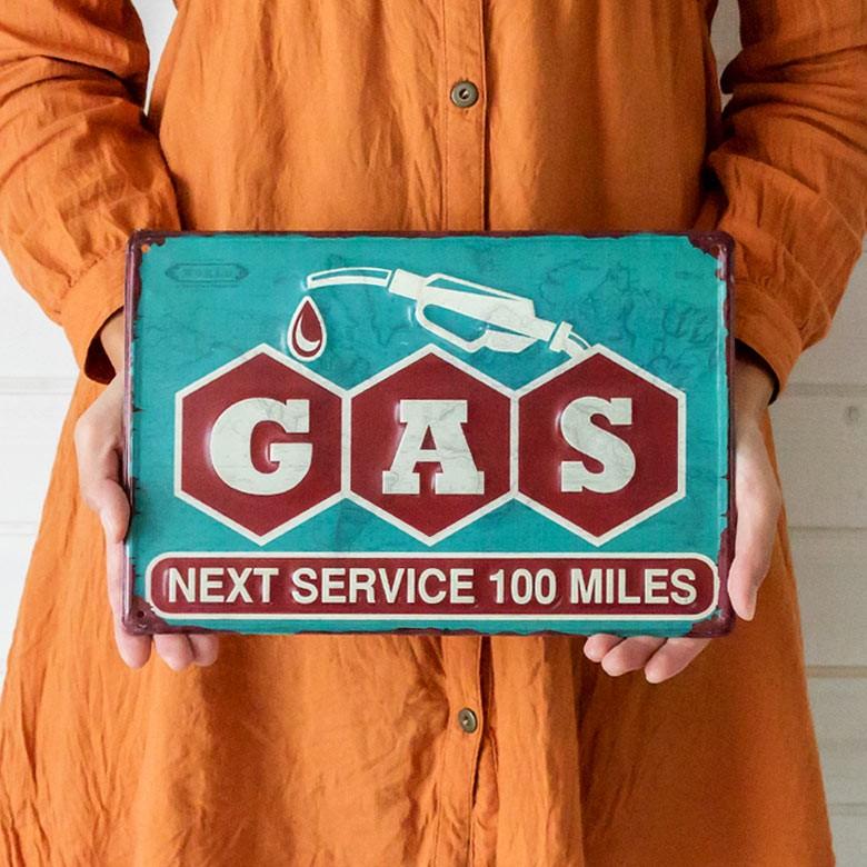 サインボード サインプレート 看板 ヴィンテージ風 GAS TIN TINプレート 壁掛け 西海岸 ブルックリン 男前 ウィールデコレーション 65220 | ELEMENTS（インテリア） | 02