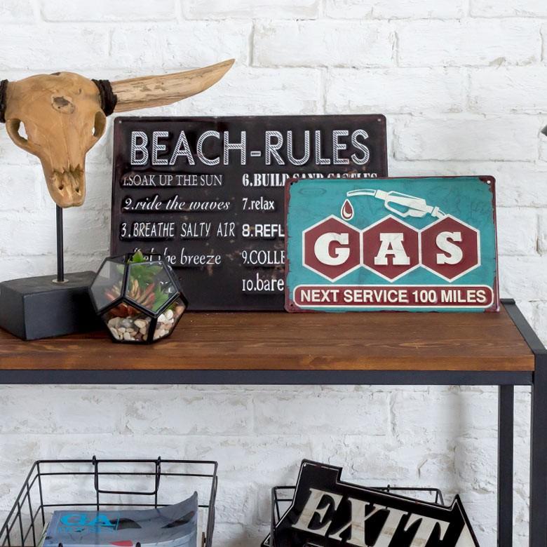 サインボード サインプレート 看板 ヴィンテージ風 GAS TIN TINプレート 壁掛け 西海岸 ブルックリン 男前 ウィールデコレーション 65220 | ELEMENTS（インテリア） | 05