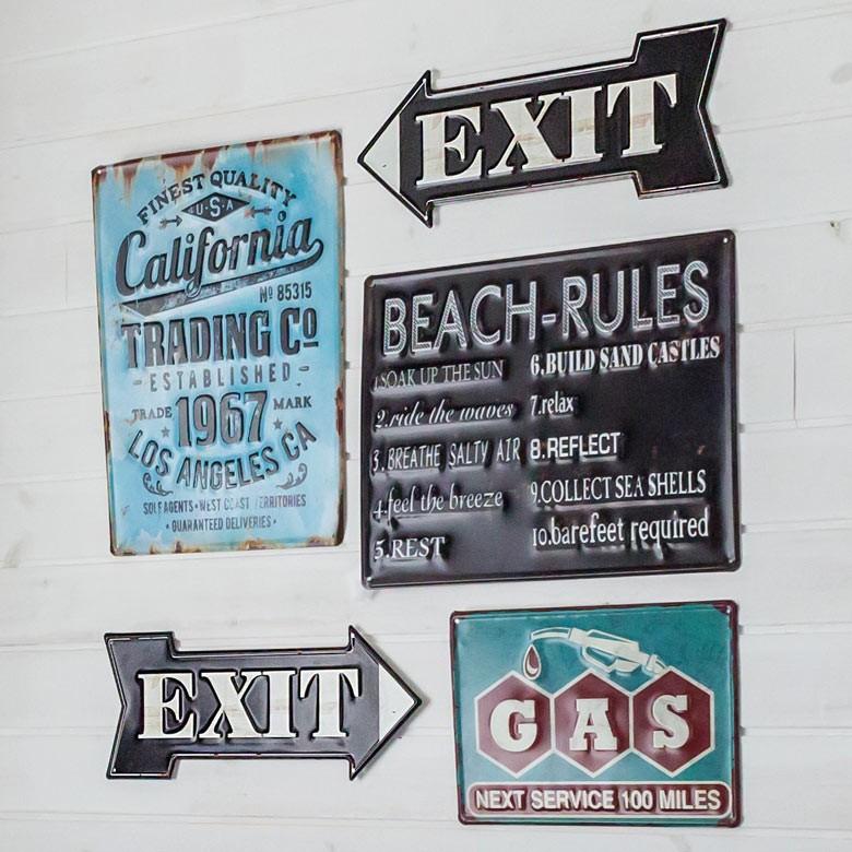 アンティーク　ティンサインプレート⭐︎まとめ売り⭐︎ ELEMENTS サインボード サインプレート 看板 ヴィンテージ風 EXIT TIN