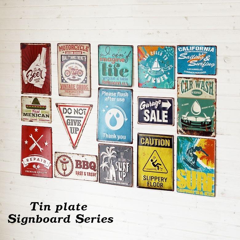 サインボード サインプレート 壁掛け 看板 ヴィンテージ風 ウォールアート ブリキ TINプレート 西海岸 ブルックリン 男前 CAUTION 65266 | ブランド登録なし | 01