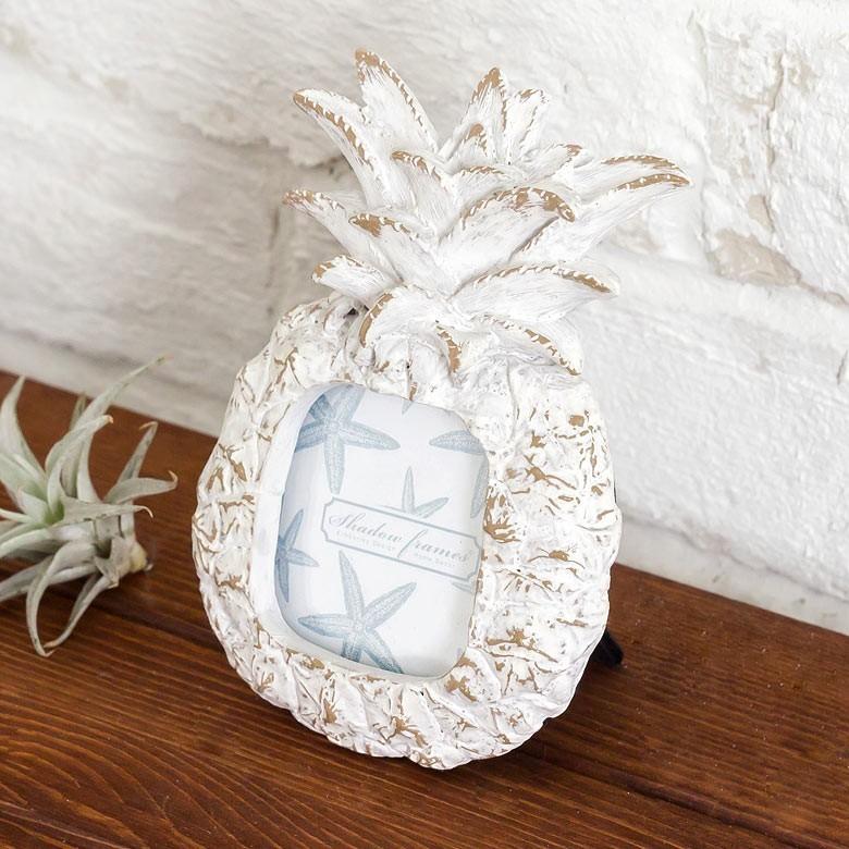 フォトフレーム 写真立て 壁掛け 卓上 おしゃれ かわいい ミニ ミニサイズ パイナップル ナチュラル ブライダル ベビー 65911 | ブランド登録なし