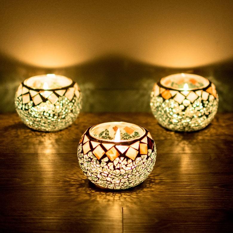 キャンドルホルダー ろうそくたて キャンドルスタンド モザイクガラス