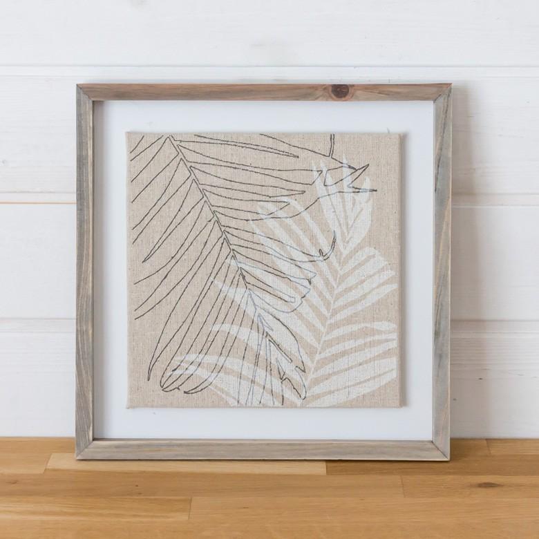 アートパネル リーフパネル ウォールパネル おしゃれ インテリア ナチュラル 西海岸 ハワイ ボタニカル ヤシ パーム ソテツ リネン 麻 デコレーション 66050 | ELEMENTS（インテリア）