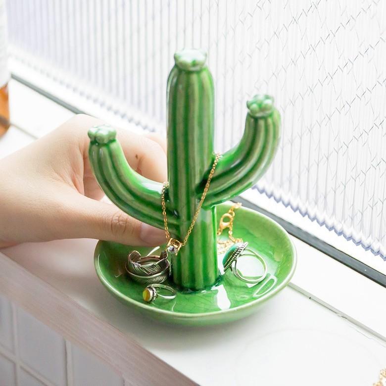 置物 アクセサリー トレー スタンド トレイ ジュエリー グリーン オブジェ ボタニカル 陶器 インテリア おしゃれ かわいい サワロサボテン 66090 | ブランド登録なし | 02