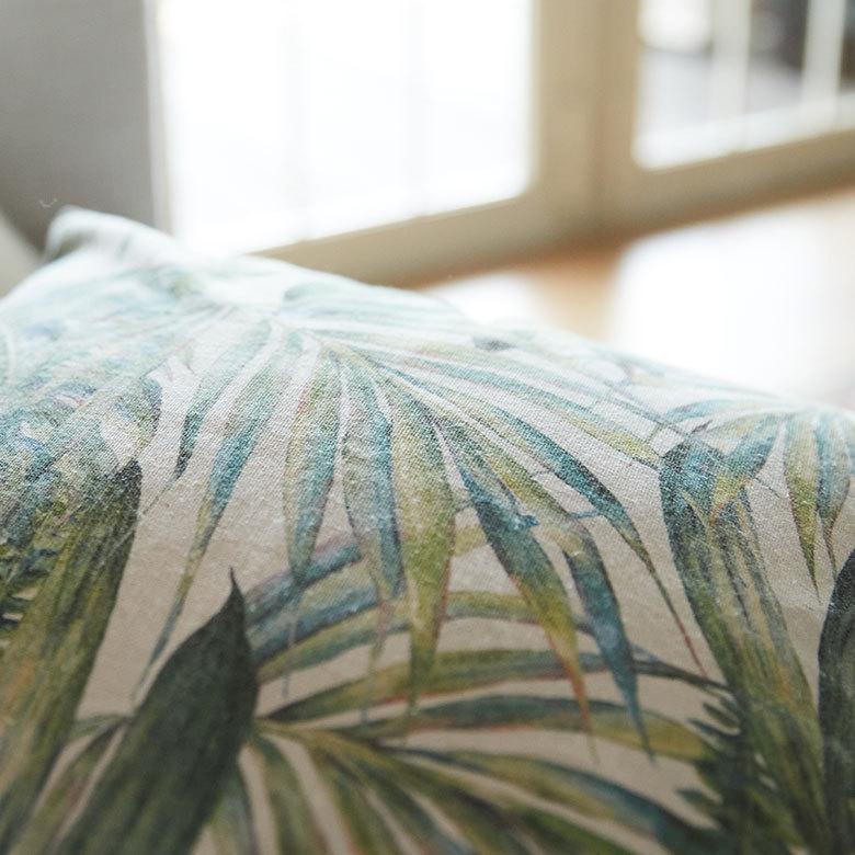 メール便対応 クッション カバー リーフ 柄 洗濯可 洗える ボタニカル おしゃれ  春 夏 秋 冬 トロピカル 西海岸 コースタル ハワイアン リゾート 66200 | ブランド登録なし | 09