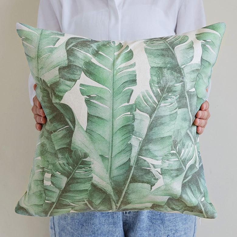 メール便対応 クッション カバー バナナ リーフ 柄 洗濯可 洗える ボタニカル おしゃれ  春 夏 秋 冬 秋 冬 トロピカル 西海岸 ハワイアン リゾート 66201 | ブランド登録なし | 10