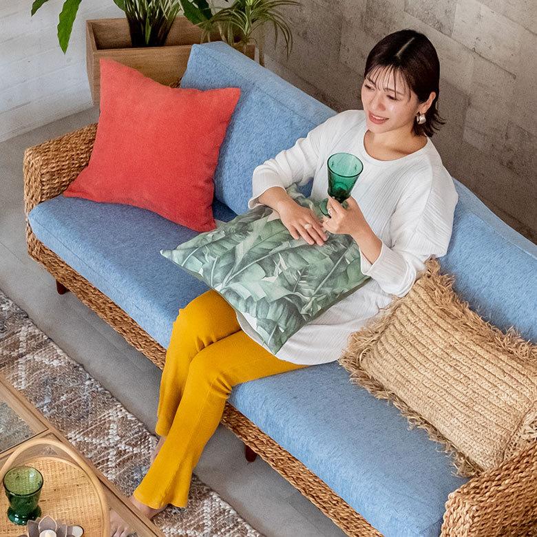 メール便対応 クッション カバー バナナ リーフ 柄 洗濯可 洗える ボタニカル おしゃれ  春 夏 秋 冬 秋 冬 トロピカル 西海岸 ハワイアン リゾート 66201 | ブランド登録なし | 02