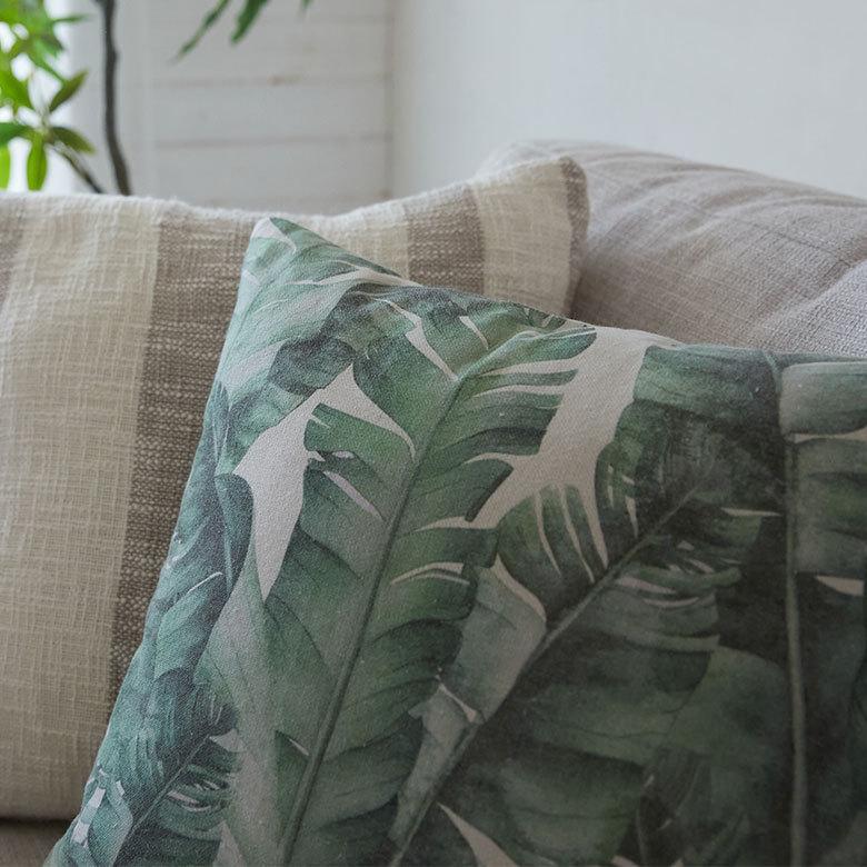 メール便対応 クッション カバー バナナ リーフ 柄 洗濯可 洗える ボタニカル おしゃれ  春 夏 秋 冬 秋 冬 トロピカル 西海岸 ハワイアン リゾート 66201 | ブランド登録なし | 03