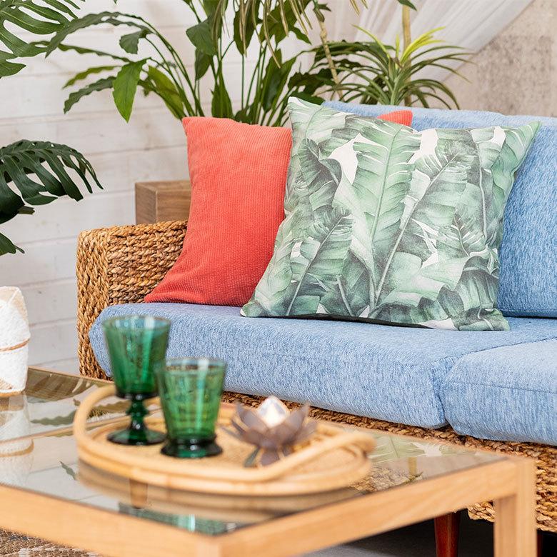 メール便対応 クッション カバー バナナ リーフ 柄 洗濯可 洗える ボタニカル おしゃれ  春 夏 秋 冬 秋 冬 トロピカル 西海岸 ハワイアン リゾート 66201 | ブランド登録なし | 06