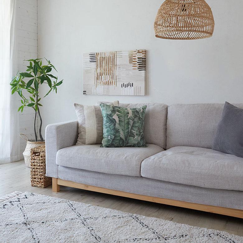 メール便対応 クッション カバー バナナ リーフ 柄 洗濯可 洗える ボタニカル おしゃれ  春 夏 秋 冬 秋 冬 トロピカル 西海岸 ハワイアン リゾート 66201 | ブランド登録なし | 07