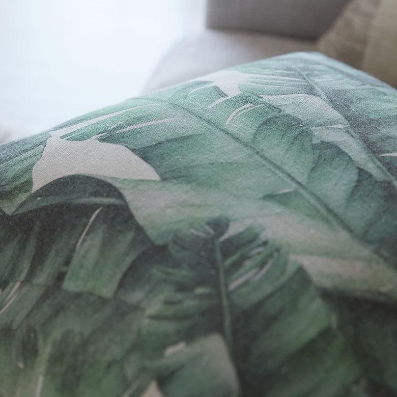 メール便対応 クッション カバー バナナ リーフ 柄 洗濯可 洗える ボタニカル おしゃれ  春 夏 秋 冬 秋 冬 トロピカル 西海岸 ハワイアン リゾート 66201 | ブランド登録なし | 09