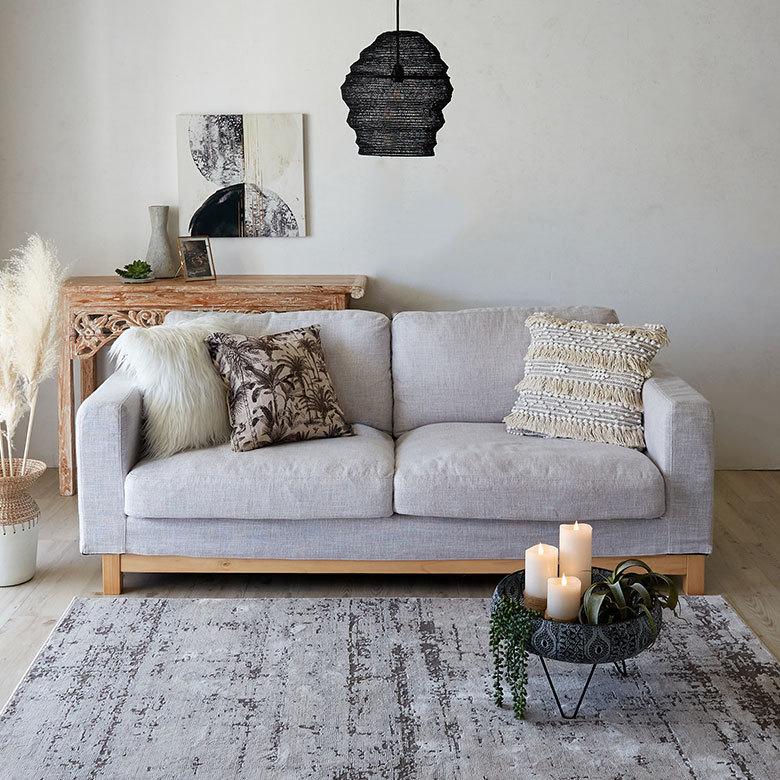 メール便対応 クッションカバー パームツリー柄 45×45cm 正方形 綿混 コットン   腰当て インテリア ファブリック ハワイ 66203 | ブランド登録なし | 01