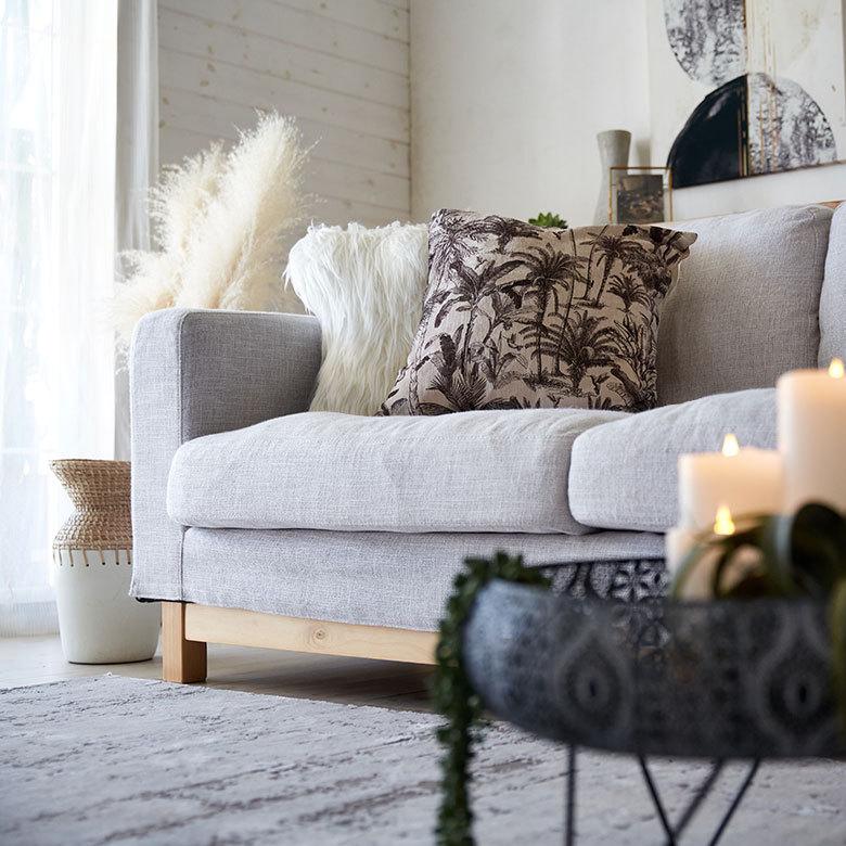 メール便対応 クッションカバー パームツリー柄 45×45cm 正方形 綿混 コットン   腰当て インテリア ファブリック ハワイ 66203 | ブランド登録なし | 14